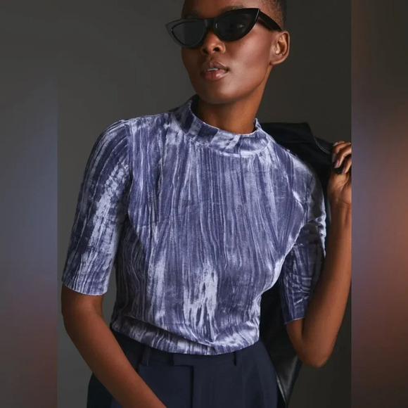 Anthropologie Pilcro Velveteen Mock Neck Top - Picture 1 of 10
